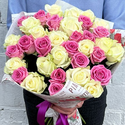 Букет "Розалита" из белых и розовых роз - заказать с доставкой в по Абашево